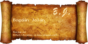 Bogdán Jolán névjegykártya
